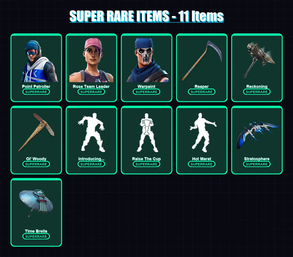 [PC/XBOX] | Point Patroller | Rose Team Leader | Warpaint | A.I.M. | Hybrid | 86 skin | 123 pickaxe | 109 emote | 118 glider | Lv1903