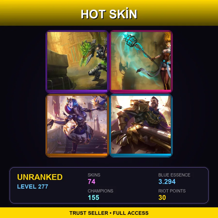 NA | Lv277 | Unranked | 74 Skin | 155 Champ