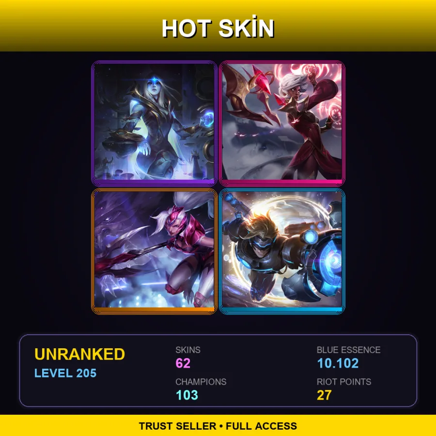 TR | Lv205 | Unranked | 62 Skin | 103 Champ