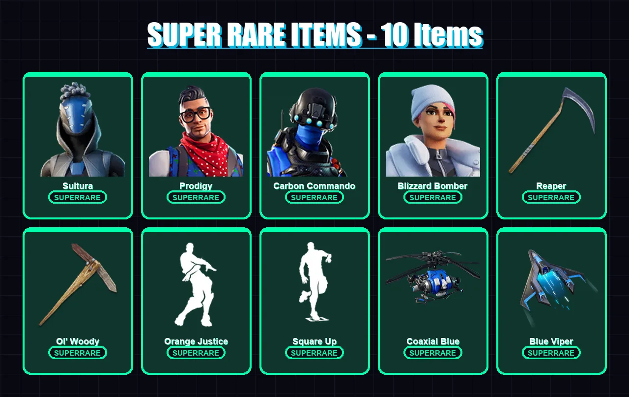 [PS4/PS5/XBOX/PC] | Sultura | Prodigy | Carbon Commando | Blizzard Bomber | Luxe | 136 skin | 181 pickaxe | 102 emote | 114 glider | Lv1561 — Fortnite account