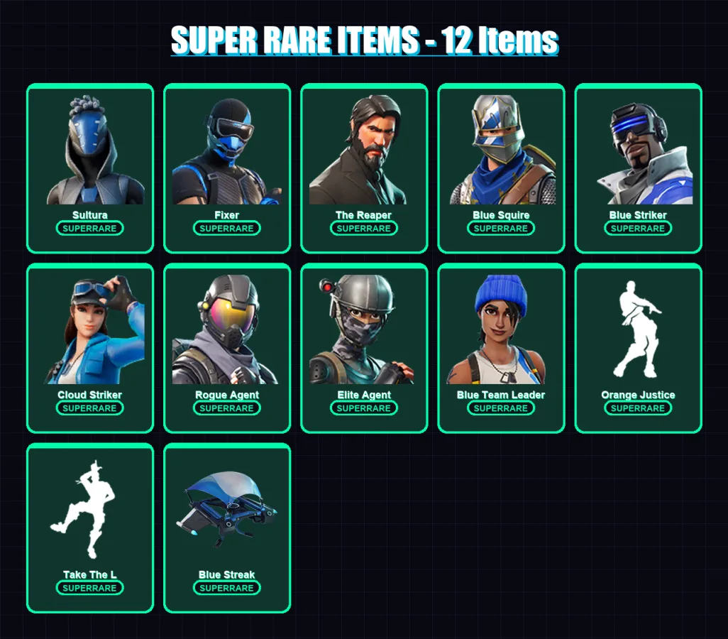 [PS4/PS5/XBOX/PC] | Sultura | Fixer | The Reaper | Blue Squire | Blue Striker | 77 skin | 72 pickaxe | 67 emote | 72 glider | Lv1085