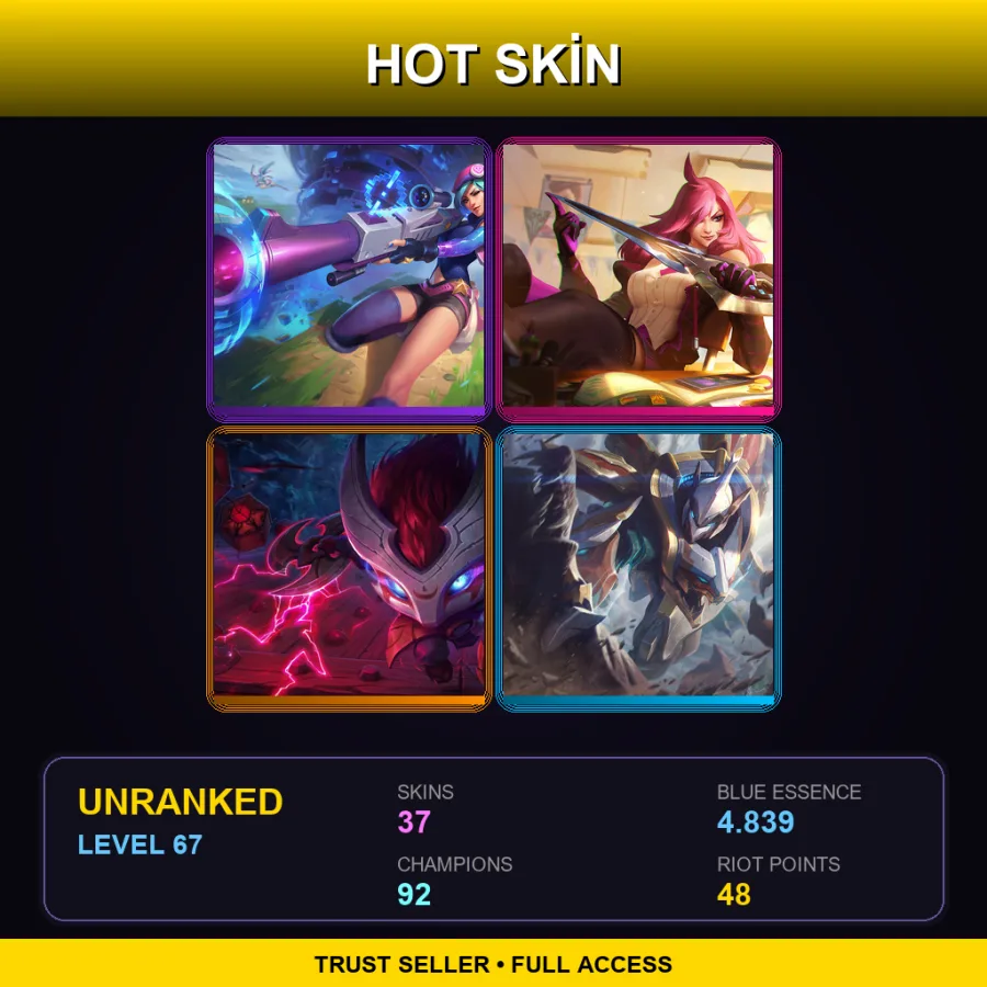 EUNE | Lv67 | Unranked | 37 Skin | 92 Champ