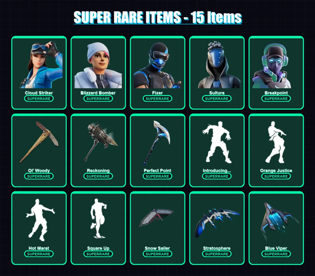 [PS4/PS5/XBOX/PC] | Cloud Striker | Blizzard Bomber | Fixer | Sultura | Breakpoint | 87 skin | 88 pickaxe | 113 emote | 82 glider | Lv1348 — Fortnite account