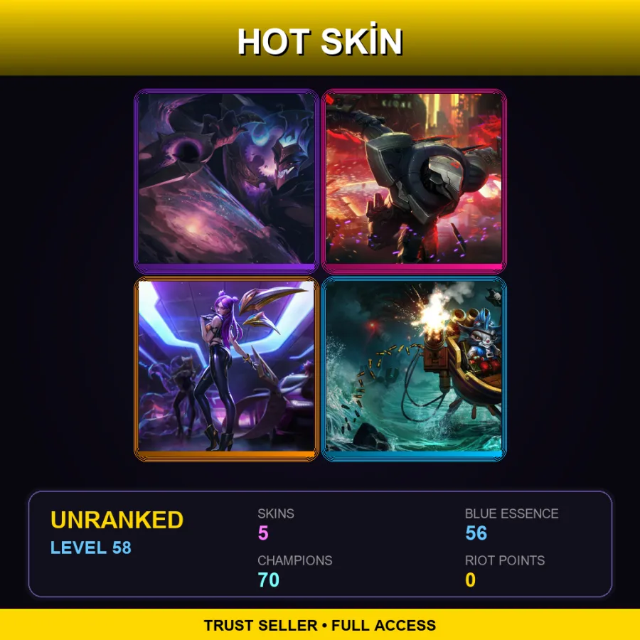 LAS | Lv58 | Unranked | 5 Skin | 70 Champ — Shockblade Zed