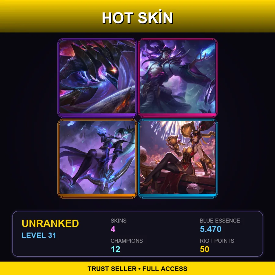 EUNE | Lv31 | Unranked | 4 Skin | 12 Champ — LoL account