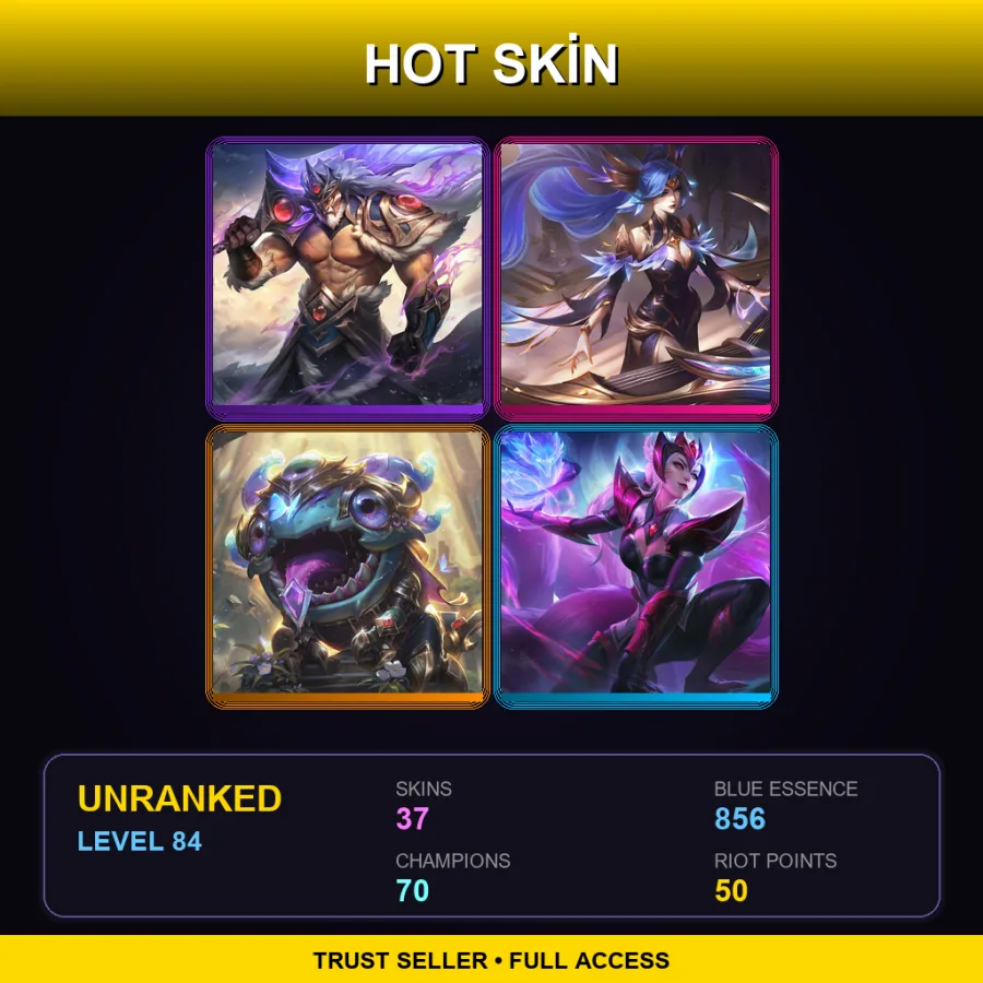EUW | Lv84 | Unranked | 37 Skin | 70 Champ — LoL account