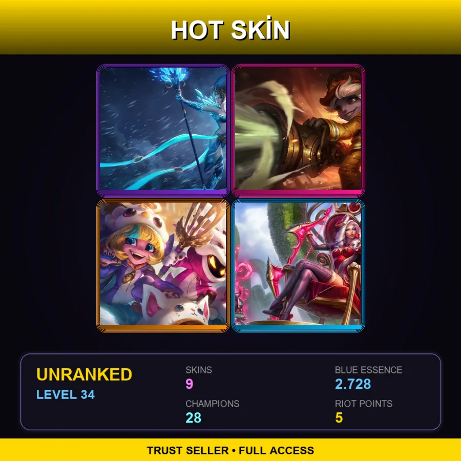 EUNE | Lv34 | Unranked | 9 Skin | 28 Champ