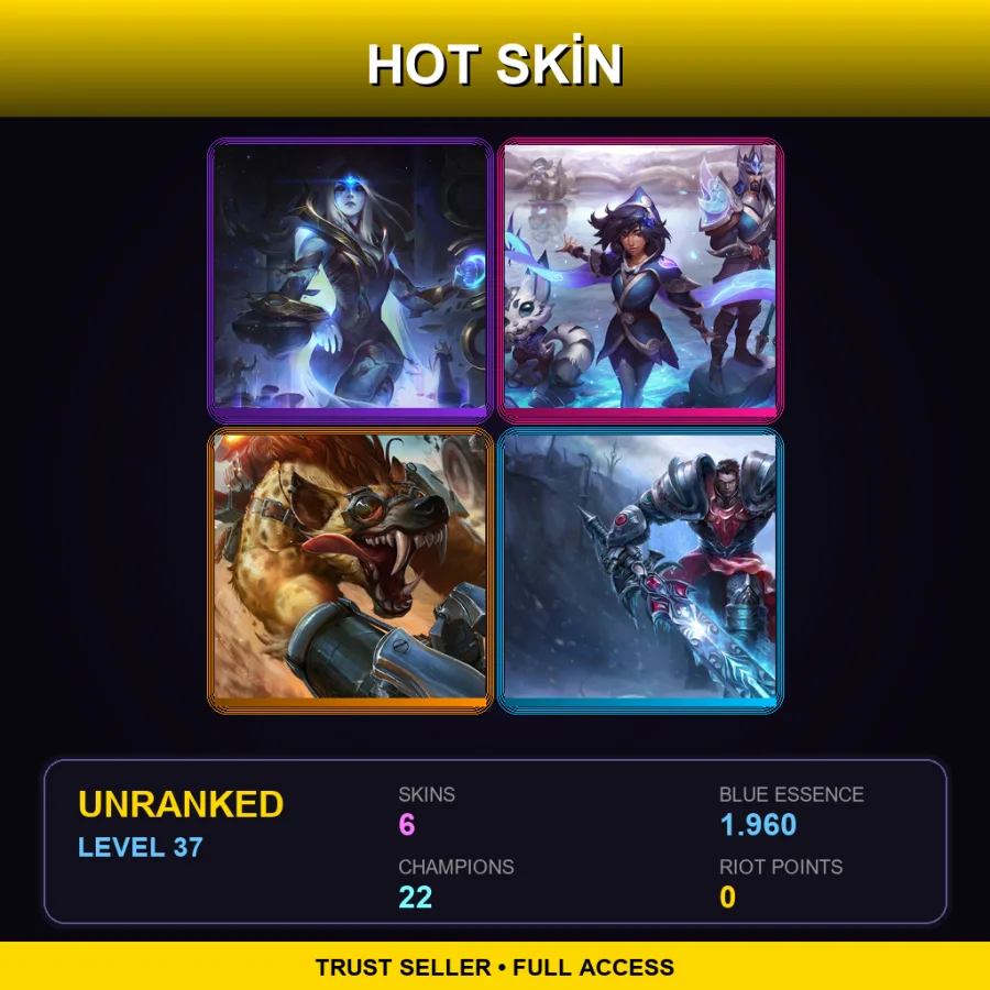 EUNE | Lv37 | Unranked | 6 Skin | 22 Champ — LoL account