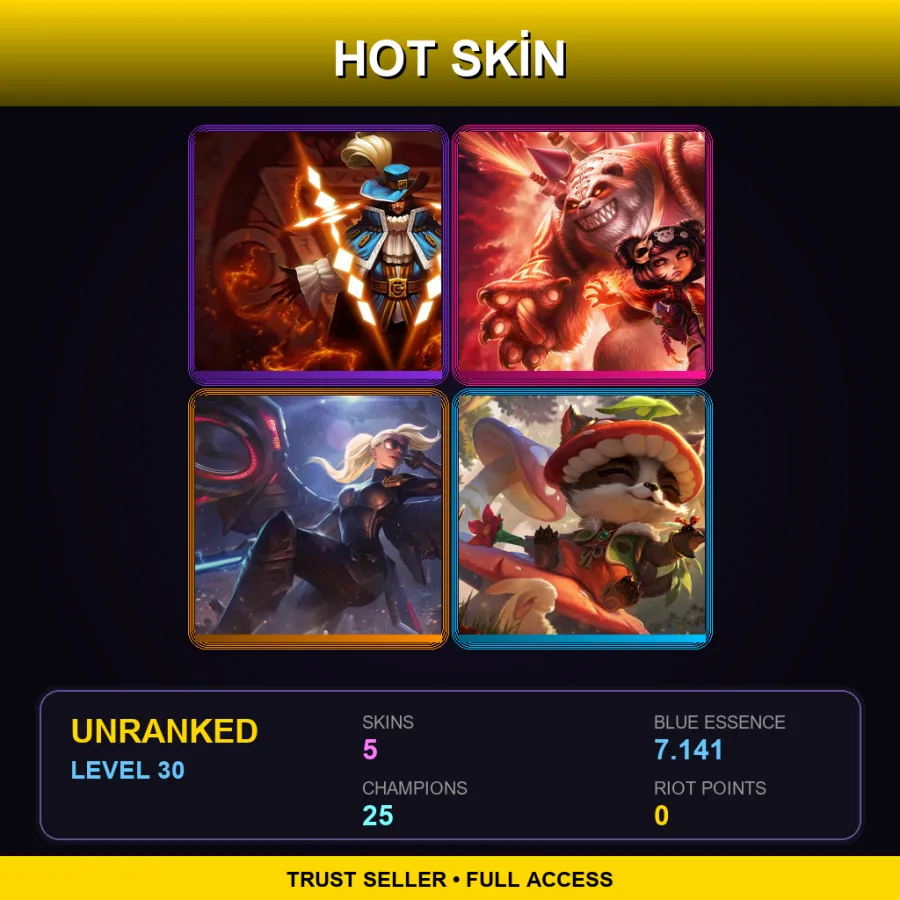 TR | Lv30 | Unranked | 5 Skin | 25 Champ