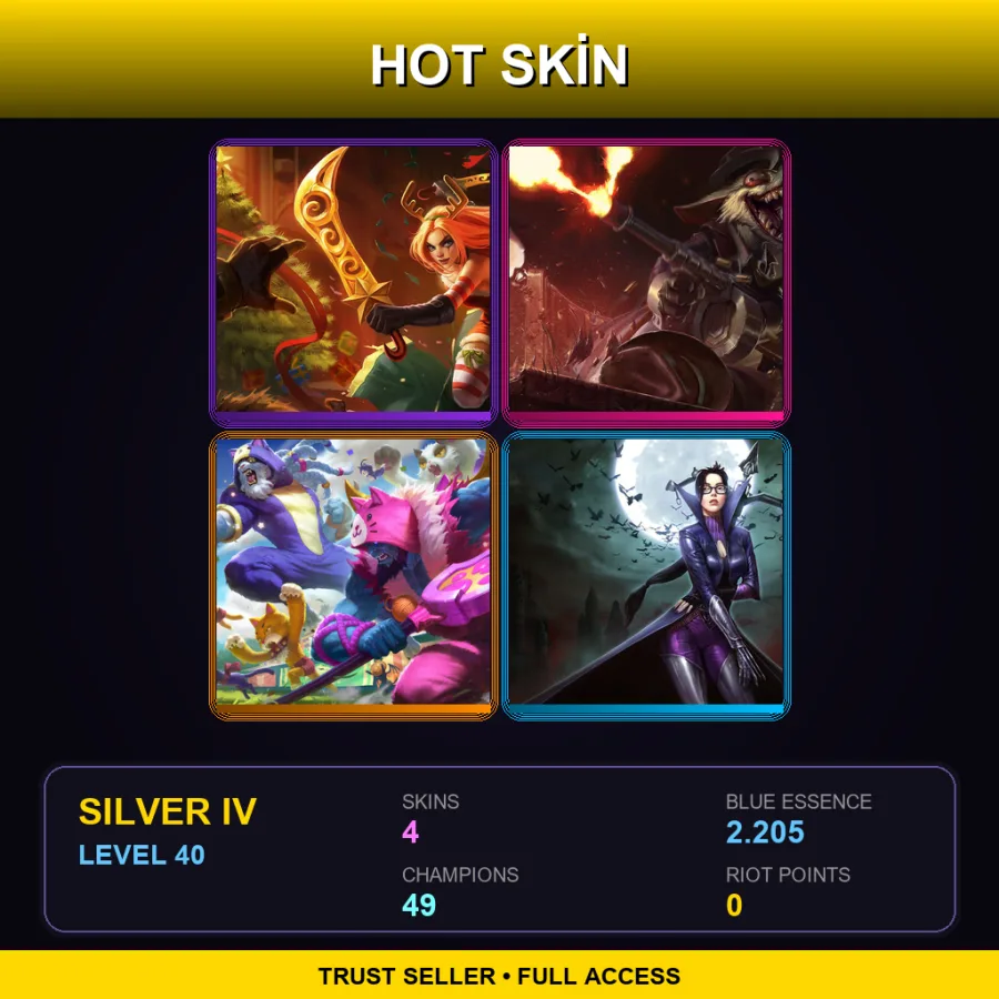 NA | Lv40 | Silver IV | 4 Skin | 49 Champ — Meowrick