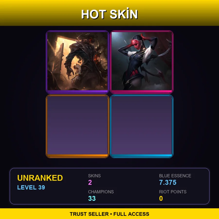 NA | Lv39 | Unranked | 2 Skin | 33 Champ — LoL account
