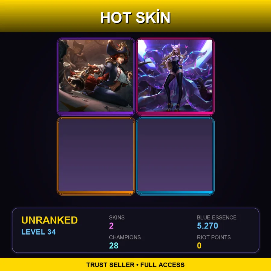 EUNE | Lv34 | Unranked | 2 Skin | 28 Champ