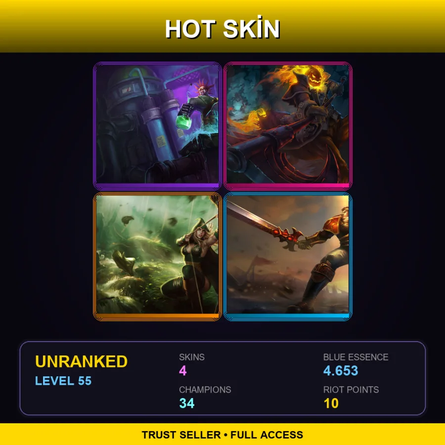 TR | Lv55 | Unranked | 4 Skin | 34 Champ