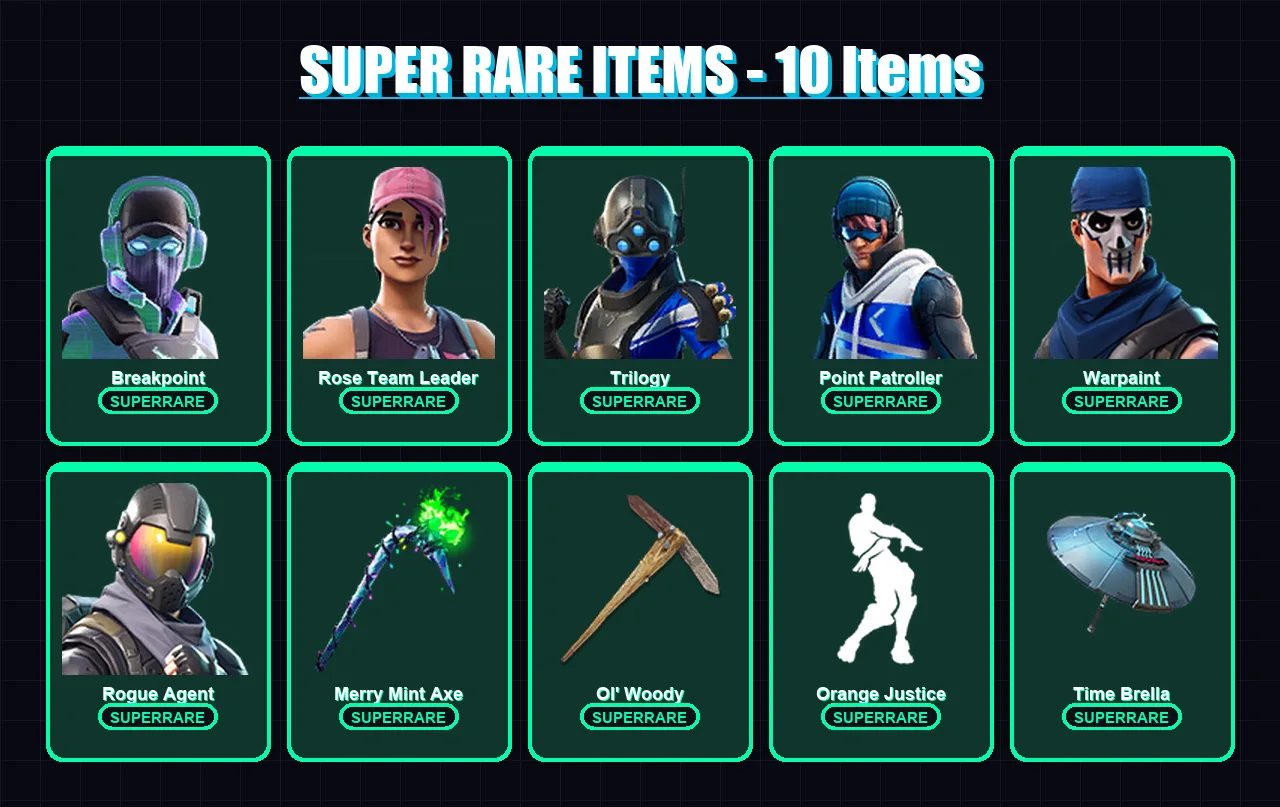 [PS4/PS5/XBOX/PC] | Breakpoint | Rose Team Leader | Trilogy | Point Patroller | Warpaint | 98 skin | 108 pickaxe | 91 emote | 106 glider | Lv1885