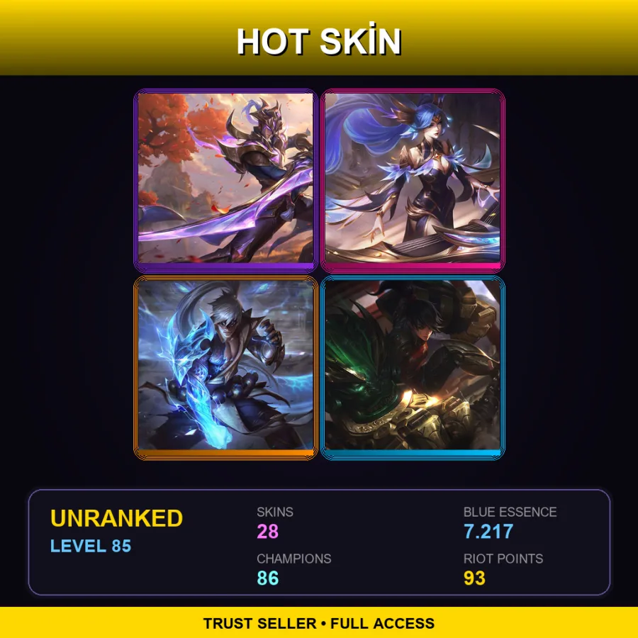 BR | Lv85 | Unranked | 28 Skin | 86 Champ — LoL account
