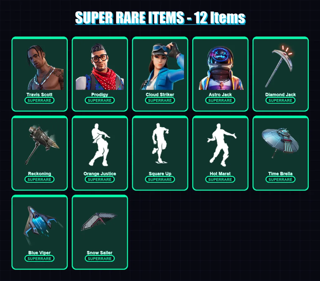[PS4/PS5/XBOX/PC] | Travis Scott | Prodigy | Cloud Striker | Astro Jack | Hybrid | 113 skin | 127 pickaxe | 132 emote | 129 glider | Lv3020 — Fortnite account