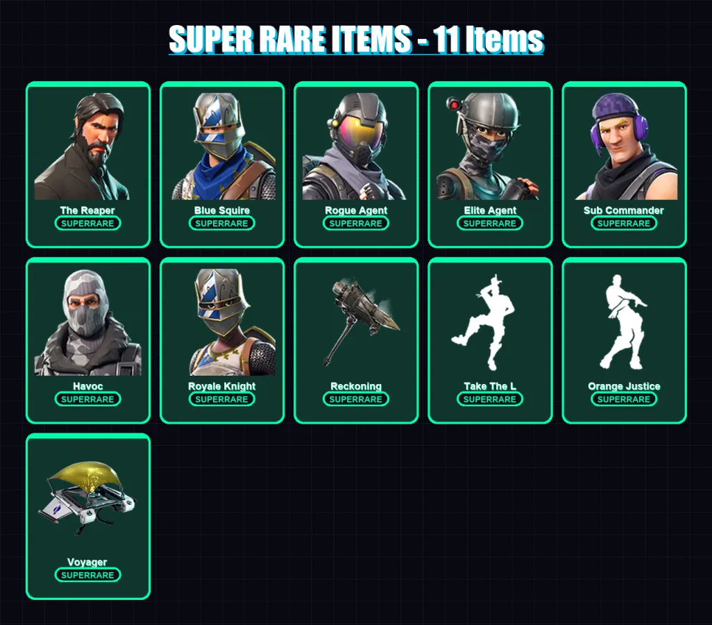 [PC/PSN] | The Reaper | Blue Squire | Rogue Agent | Elite Agent | Sub Commander | 61 skin | 68 pickaxe | 66 emote | 75 glider | Lv1040 — Fortnite account