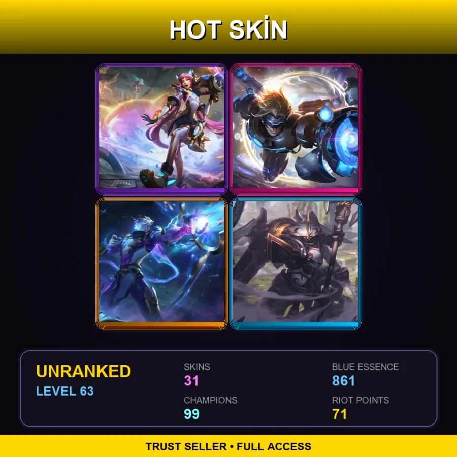 TR | Lv63 | Unranked | 31 Skin | 99 Champ