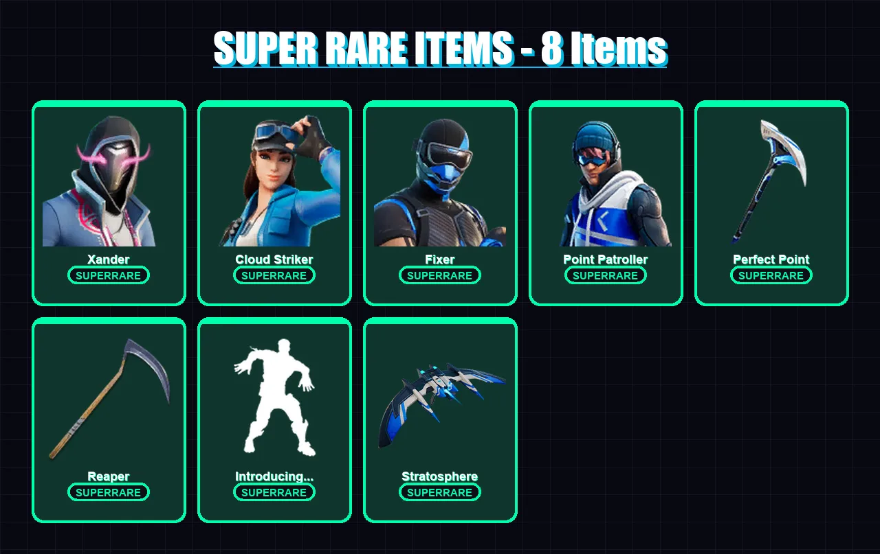 [PS4/PS5/PC] | Xander | Cloud Striker | Fixer | Point Patroller | Ronin | 156 skin | 205 pickaxe | 141 emote | 143 glider | Lv3079
