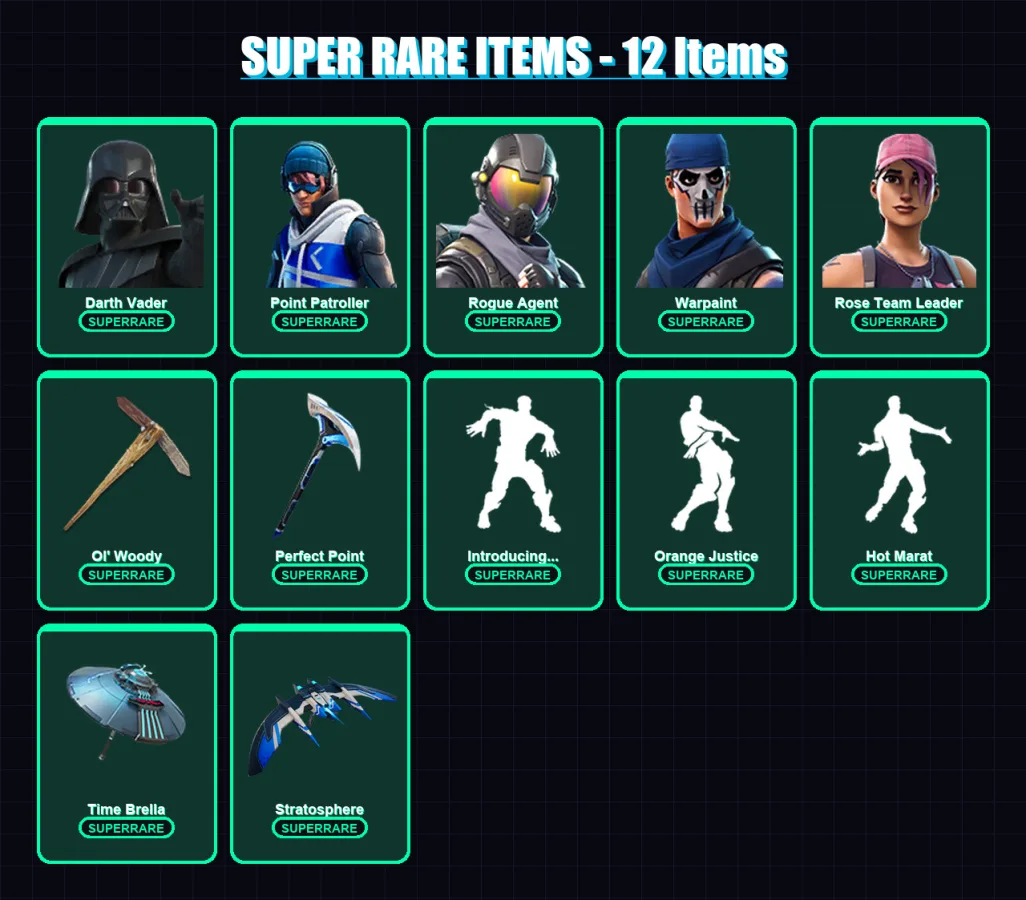[PS4/PS5/XBOX/PC] | Darth Vader | Point Patroller | Rogue Agent | Warpaint | Rose Team Leader | 67 skin | 80 pickaxe | 80 emote | 85 glider | Lv1111 — Fortnite account
