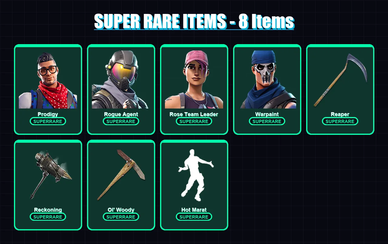 [PC] | Prodigy | Rogue Agent | Rose Team Leader | Warpaint | Lynx | 20 skin | 19 pickaxe | 27 emote | 27 glider | Lv259