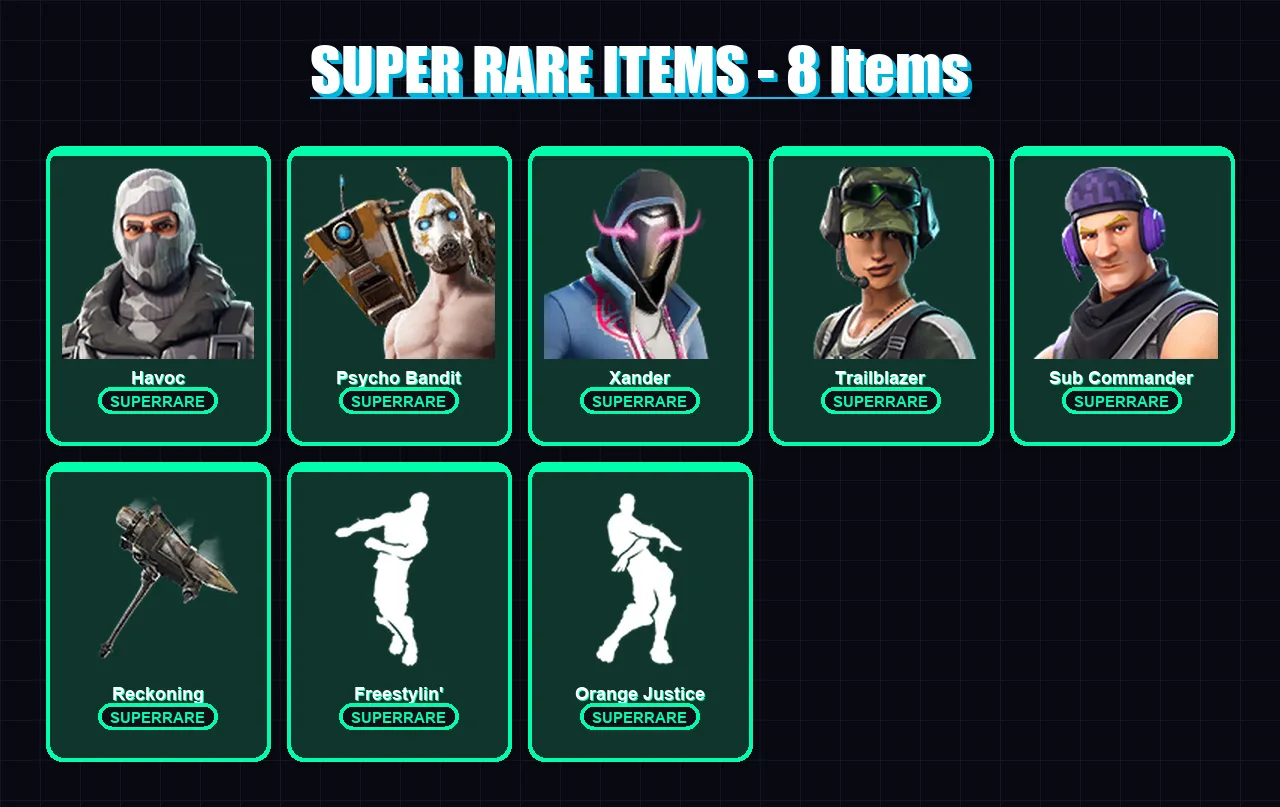[PC/PSN] | Havoc | Psycho Bandit | Xander | Trailblazer | Sub Commander | 56 skin | 51 pickaxe | 44 emote | 41 glider | Lv461