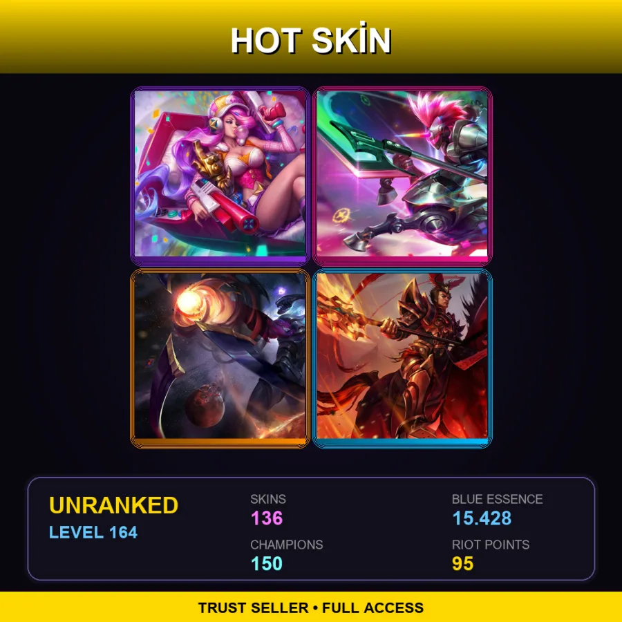 LAS | Lv164 | Unranked | 136 Skin | 150 Champ
