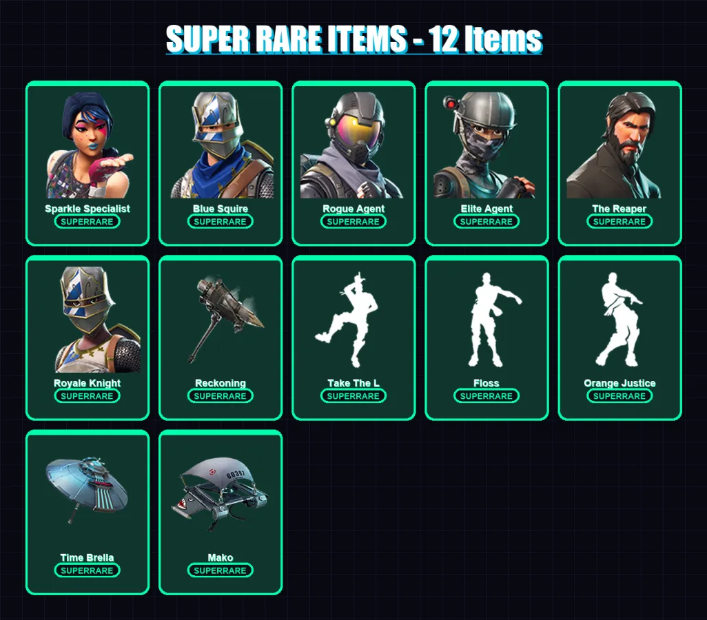 [SWITCH/XBOX/PC] | Sparkle Specialist | Blue Squire | Rogue Agent | Elite Agent | The Reaper | 62 skin | 57 pickaxe | 74 emote | 54 glider | Lv736