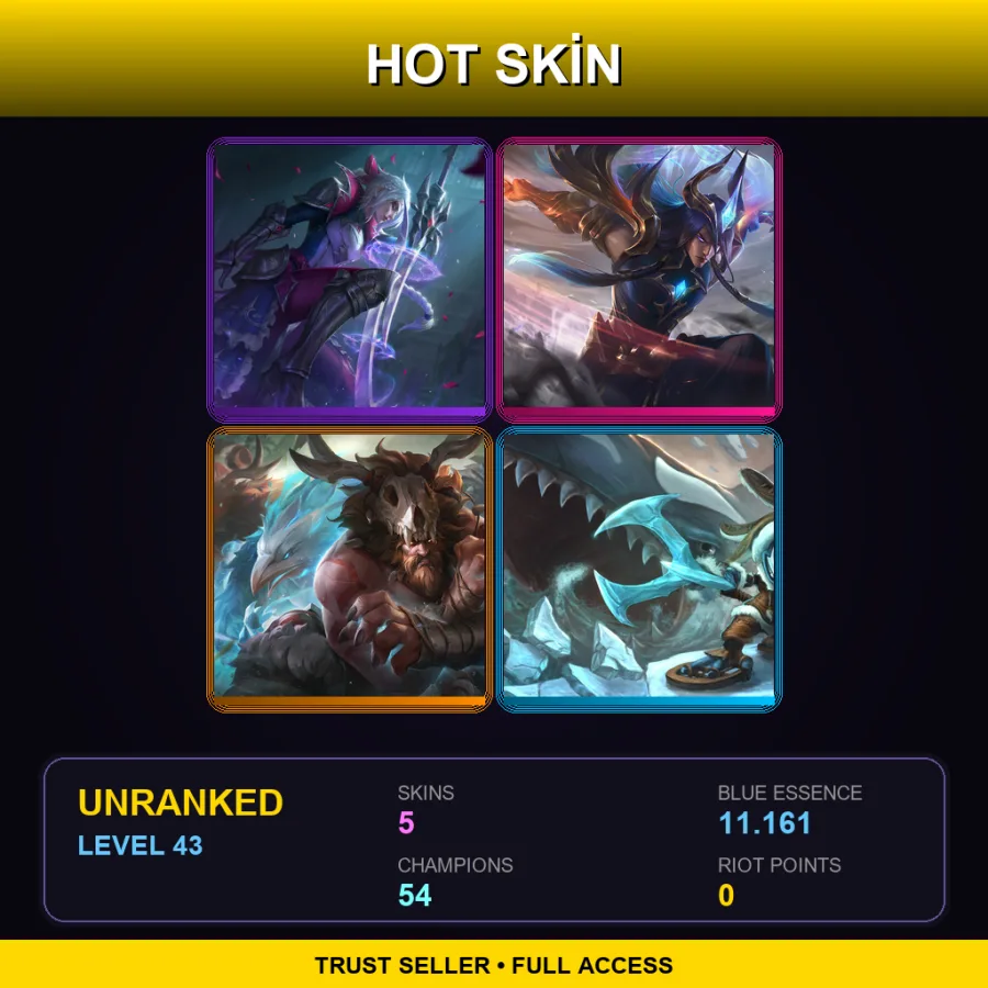 EUNE | Lv43 | Unranked | 5 Skin | 54 Champ — Unranked / Smurf League of Legends
