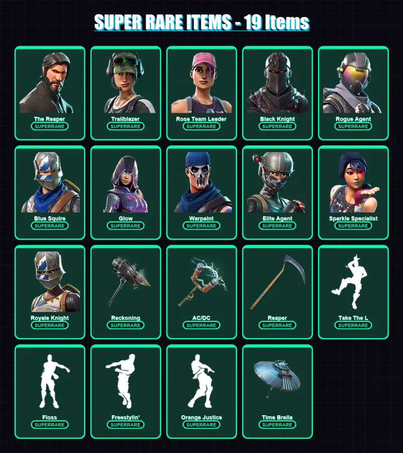 [PS4/PS5/XBOX/PC] | The Reaper | Trailblazer | Rose Team Leader | Black Knight | Rogue Agent | 67 skin | 47 pickaxe | 53 emote | 56 glider | Lv611