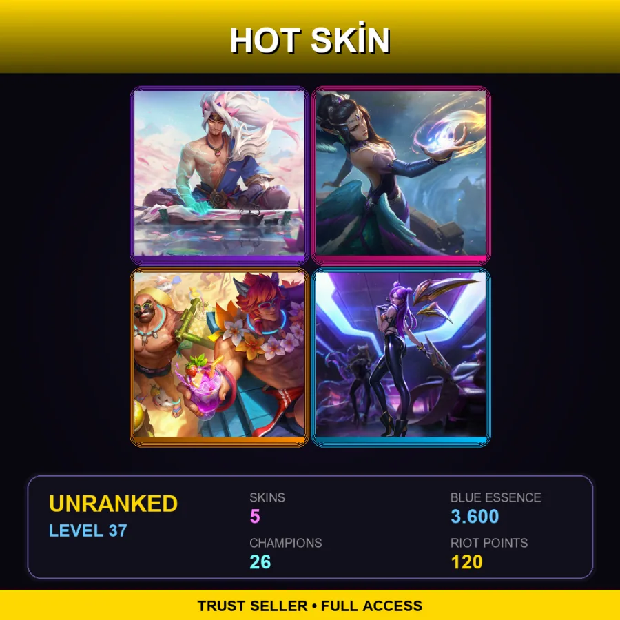 TR | Lv37 | Unranked | 5 Skin | 26 Champ — LoL account