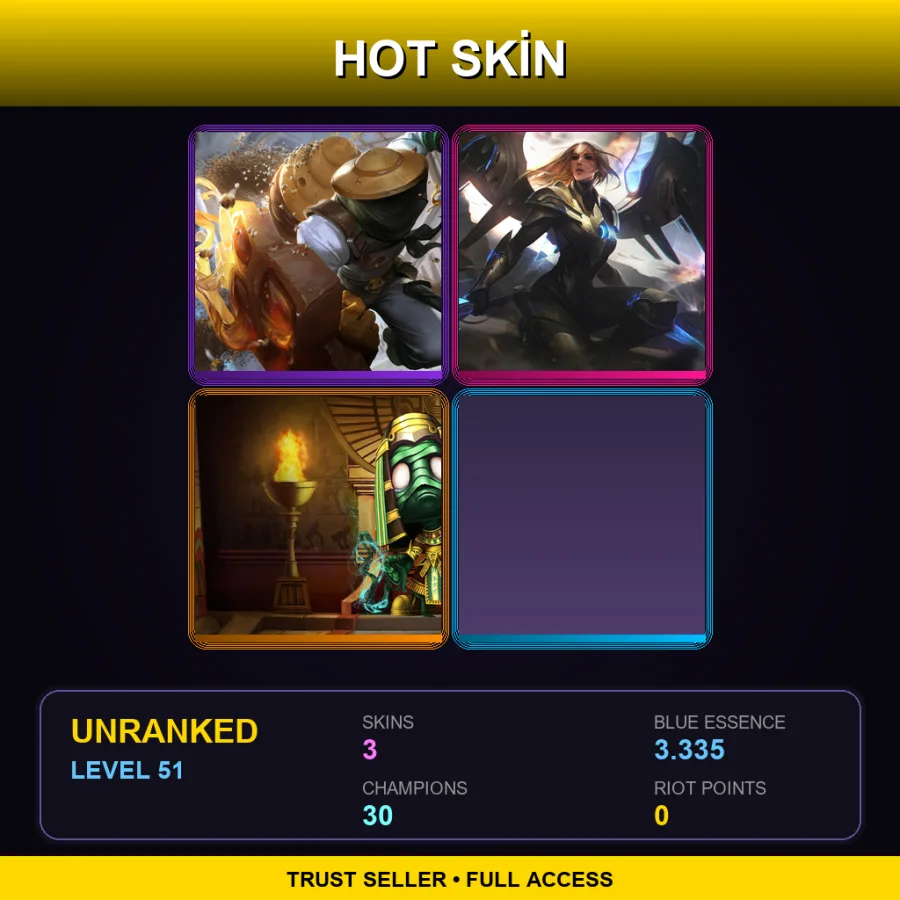 LAS | Beekeeper Singed | Aether Wing Kayle | Pharaoh Amumu | 3 Skin | 30 Champ | Lv51