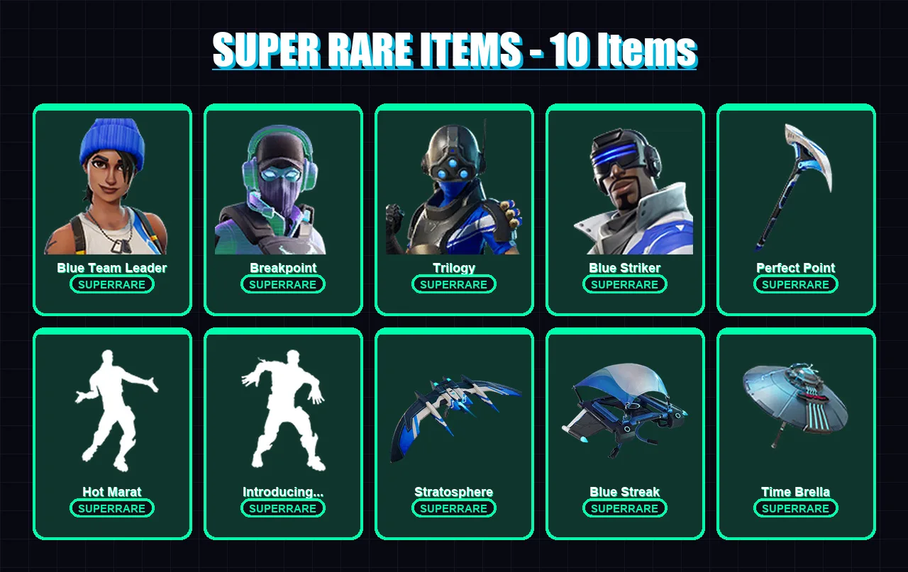 [PC/XBOX] | Blue Team Leader | Breakpoint | Trilogy | Blue Striker | Catalyst | 39 skin | 78 pickaxe | 84 emote | 74 glider | Lv1198