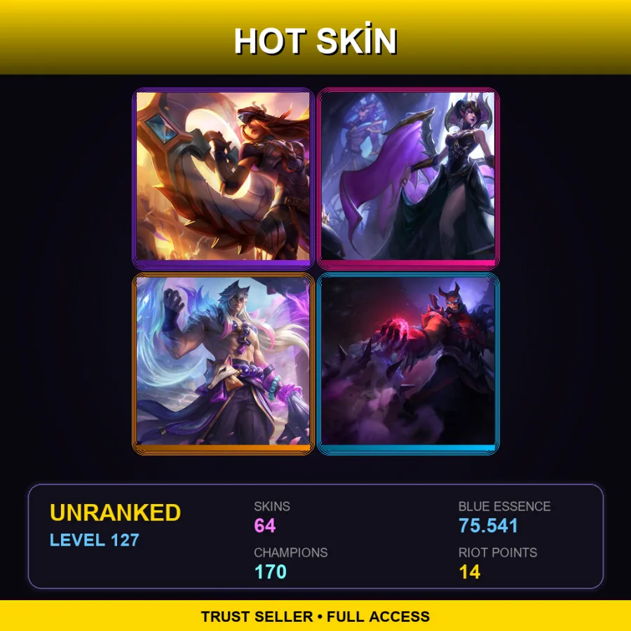VN | Victorious Sivir | Victorious Morgana | Spirit Blossom Sett | Blood Moon Shen | 64 Skin | 170 Champ | Lv127