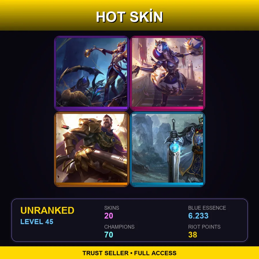SG | Lv45 | Unranked | 20 Skin | 70 Champ