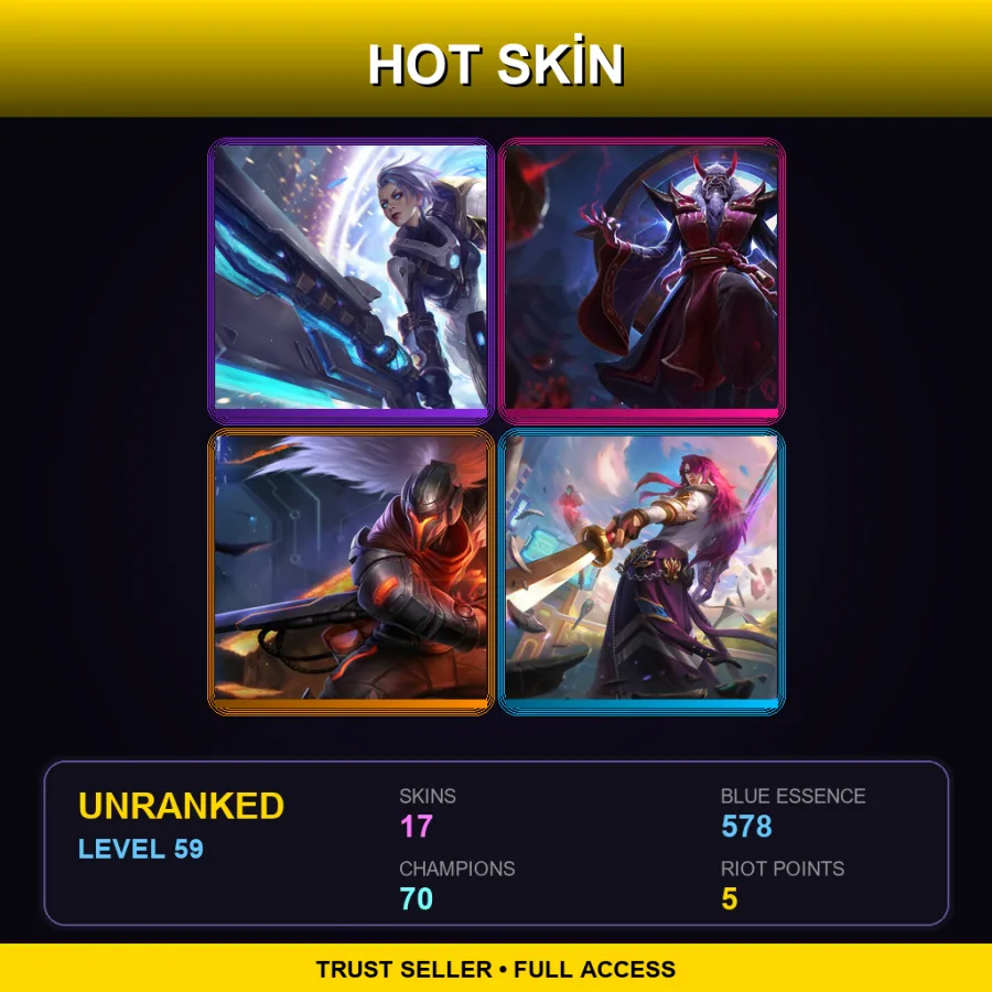 VN | Lv59 | Unranked | 17 Skin | 70 Champ