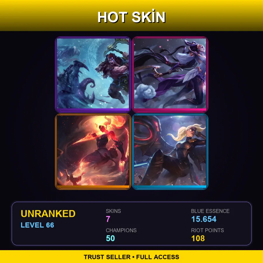 EUNE | Lv66 | Unranked | 7 Skin | 50 Champ