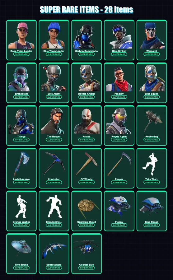 [PS4/PS5/XBOX/PC] | Rose Team Leader | Blue Team Leader | Carbon Commando | 132 skin | Lv1854