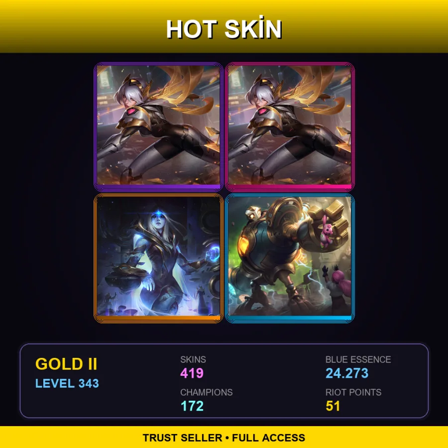 BR | Lv343 | Gold II | 419 Skin | 172 Champ