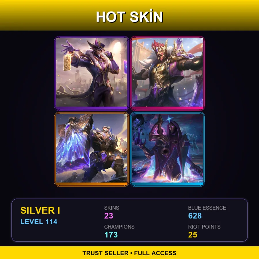 LAN | Lv114 | Silver I | 23 Skin | 173 Champ — LoL account