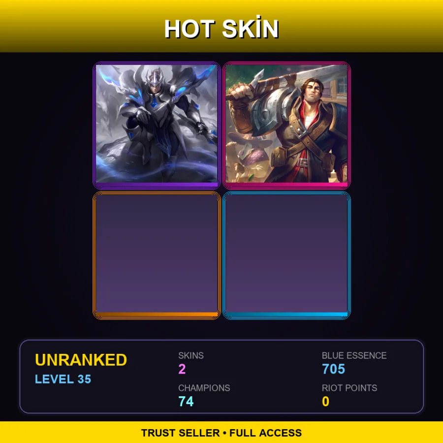 VN | Lv35 | Unranked | 2 Skin | 74 Champ — LoL account