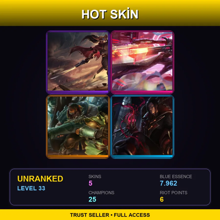 SG | Lv33 | Unranked | 5 Skin | 25 Champ — High Noon Yasuo