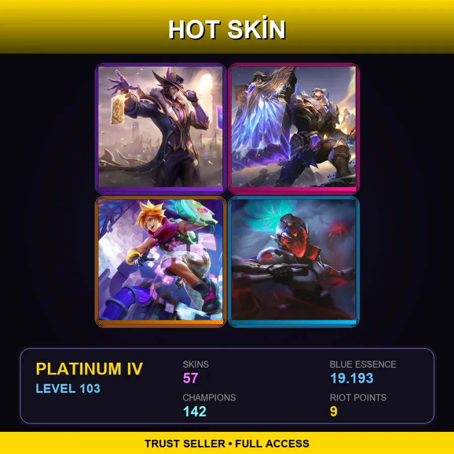 EUW | Lv103 | Platinum IV | 57 Skin | 142 Champ