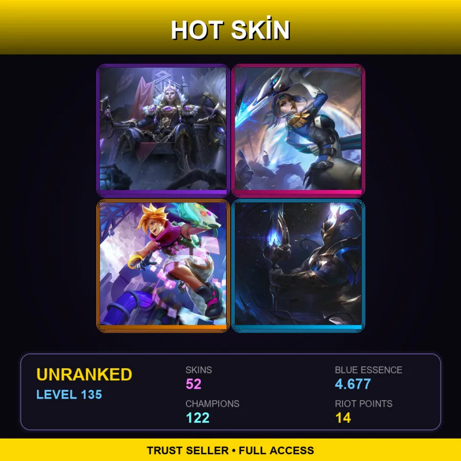 VN | Lv135 | Unranked | 52 Skin | 122 Champ