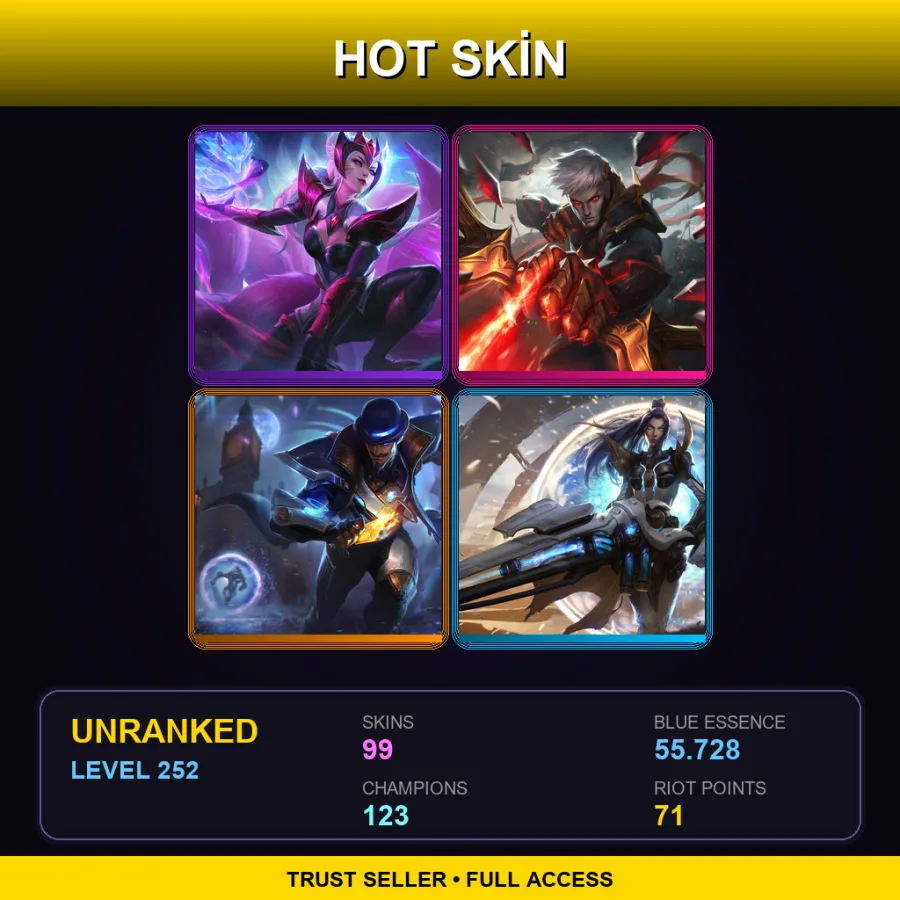 EUNE | Lv252 | Unranked | 99 Skin | 123 Champ — LoL account