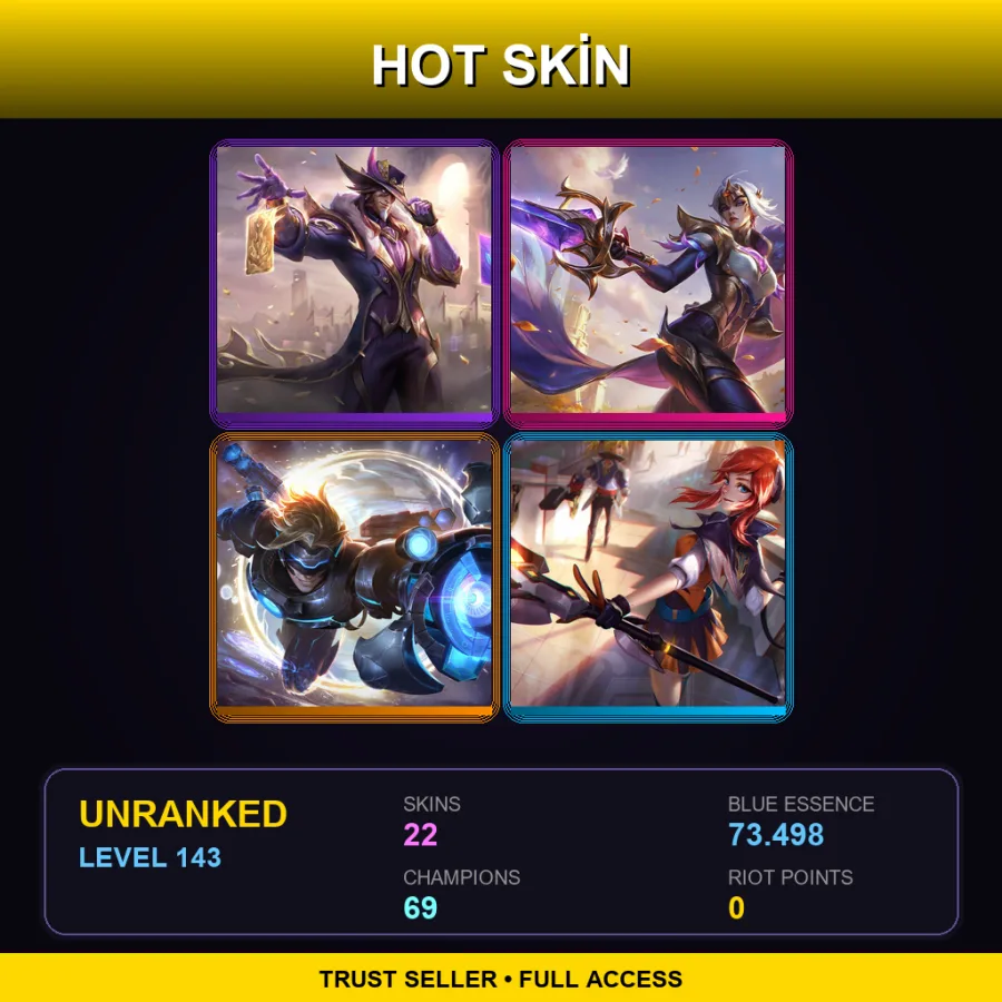 EUNE | Lv143 | Unranked | 22 Skin | 69 Champ — Unranked / Smurf League of Legends