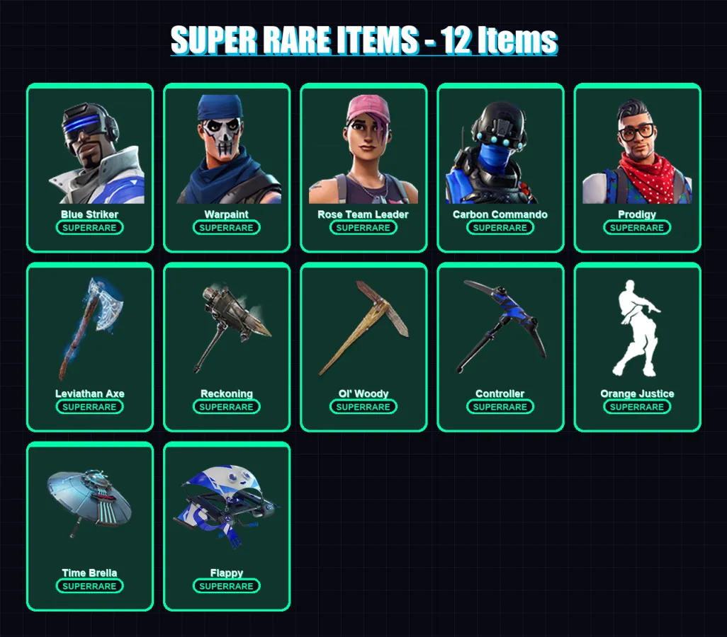 [PC/XBOX/PSN] | Blue Striker | Warpaint | Rose Team Leader | Carbon Commando | Prodigy | 174 skin | 219 pickaxe | 164 emote | 172 glider | Lv2983 — Fortnite account