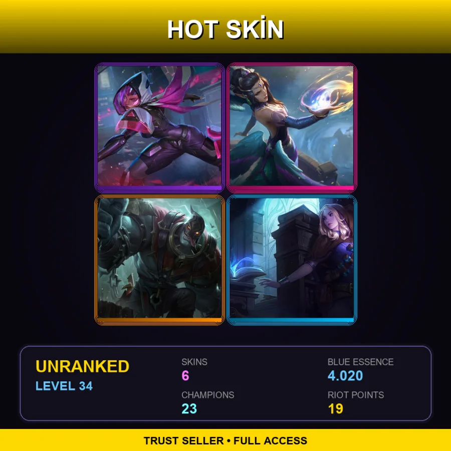 RU | Lv34 | Unranked | 6 Skin | 23 Champ