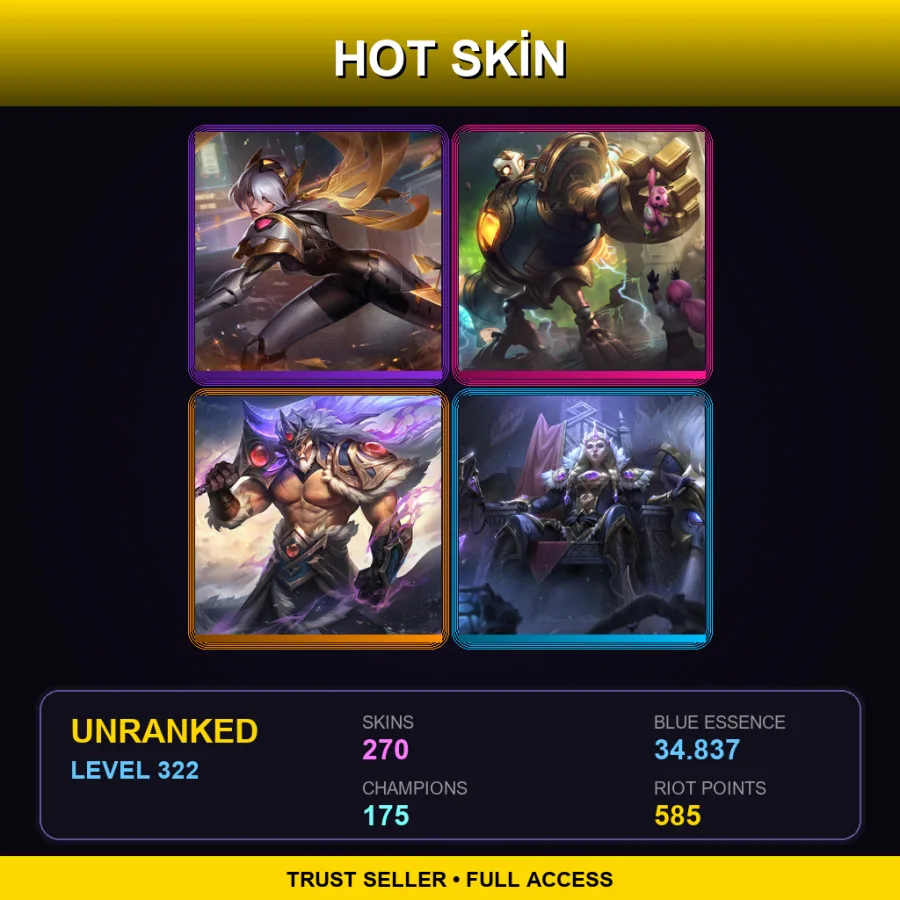NA | Lv322 | Unranked | 270 Skin | 175 Champ — LoL account