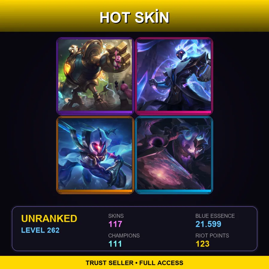 TR | Lv262 | Unranked | 117 Skin | 111 Champ — Beast Hunter Draven